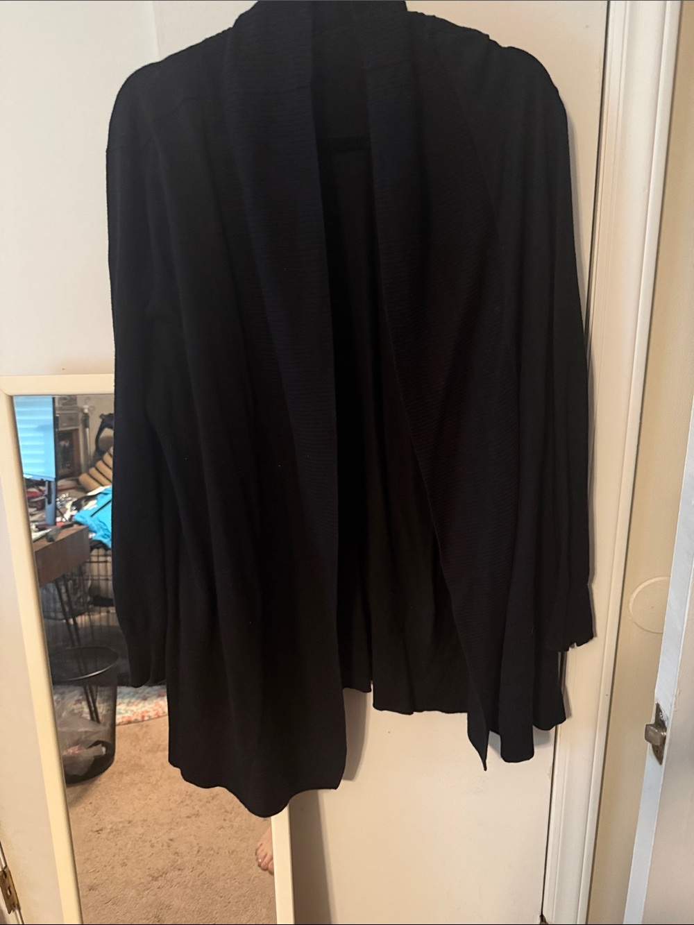 Worthington Black Open-Front Draped Cardigan